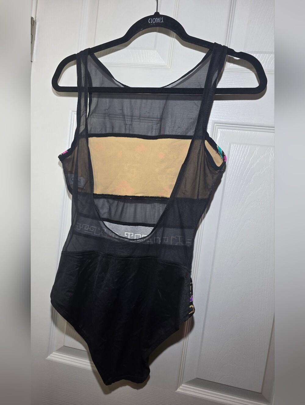 Catalina Vintage One Piece Swimsuit Black Mesh Floral Size 12 Made in USA - Picture 3 of 7